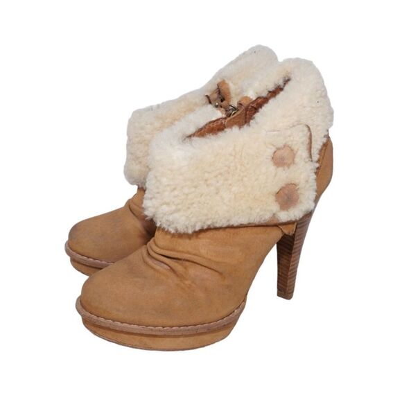 UGG Georgette Sheepskin Chestnut Heels, Size 8 - Picture 1 of 8